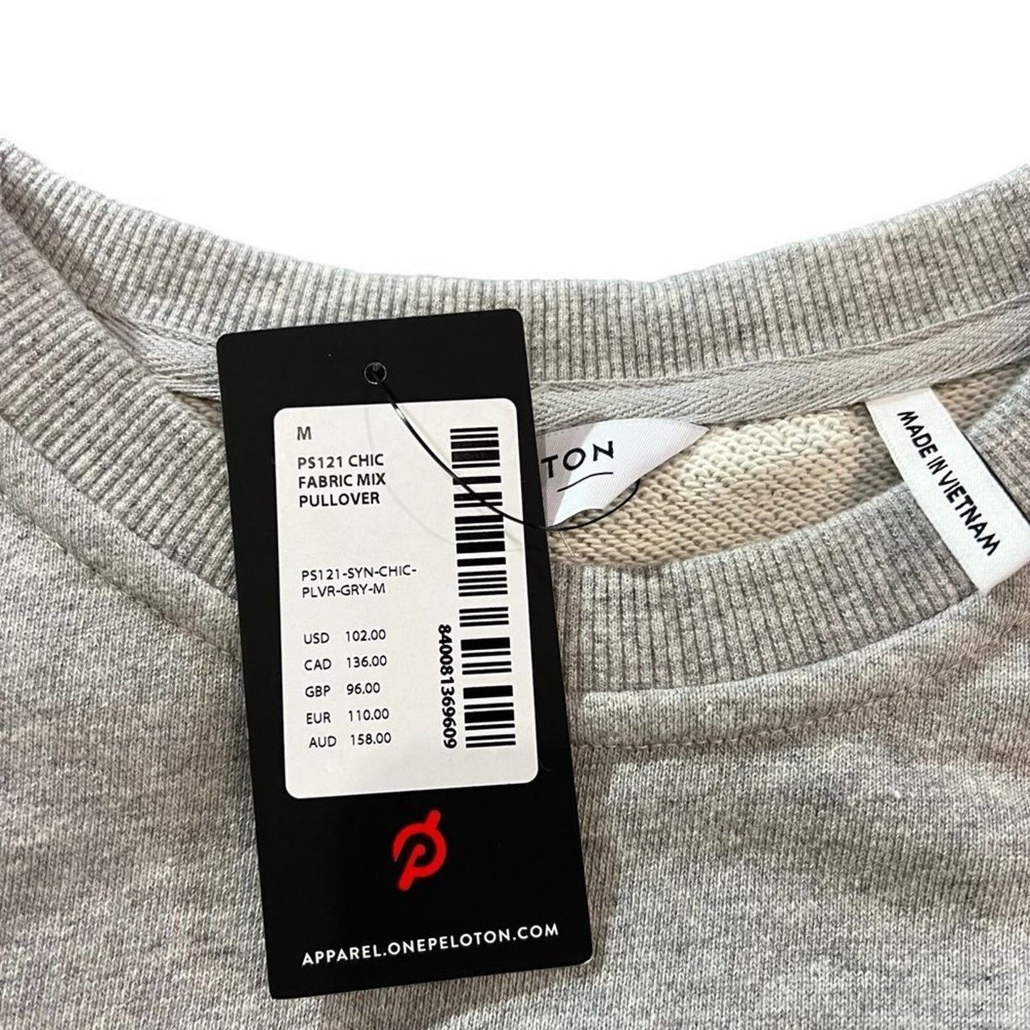 NWT Peloton Chic Pullover Sweatshirt Womens Medium Colorblock Gray Pink Purple