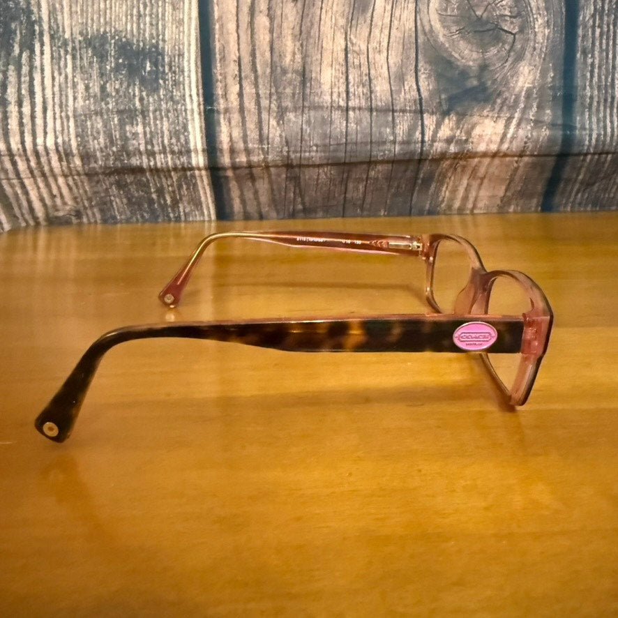 Coach Unisex Geometric Tortoise Shell Eyeglasses Frames Only