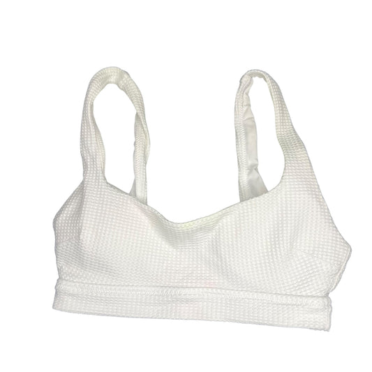 Aerie Women's Swimwear XS White Textured Rib Bikini Top XS Scoop Neck