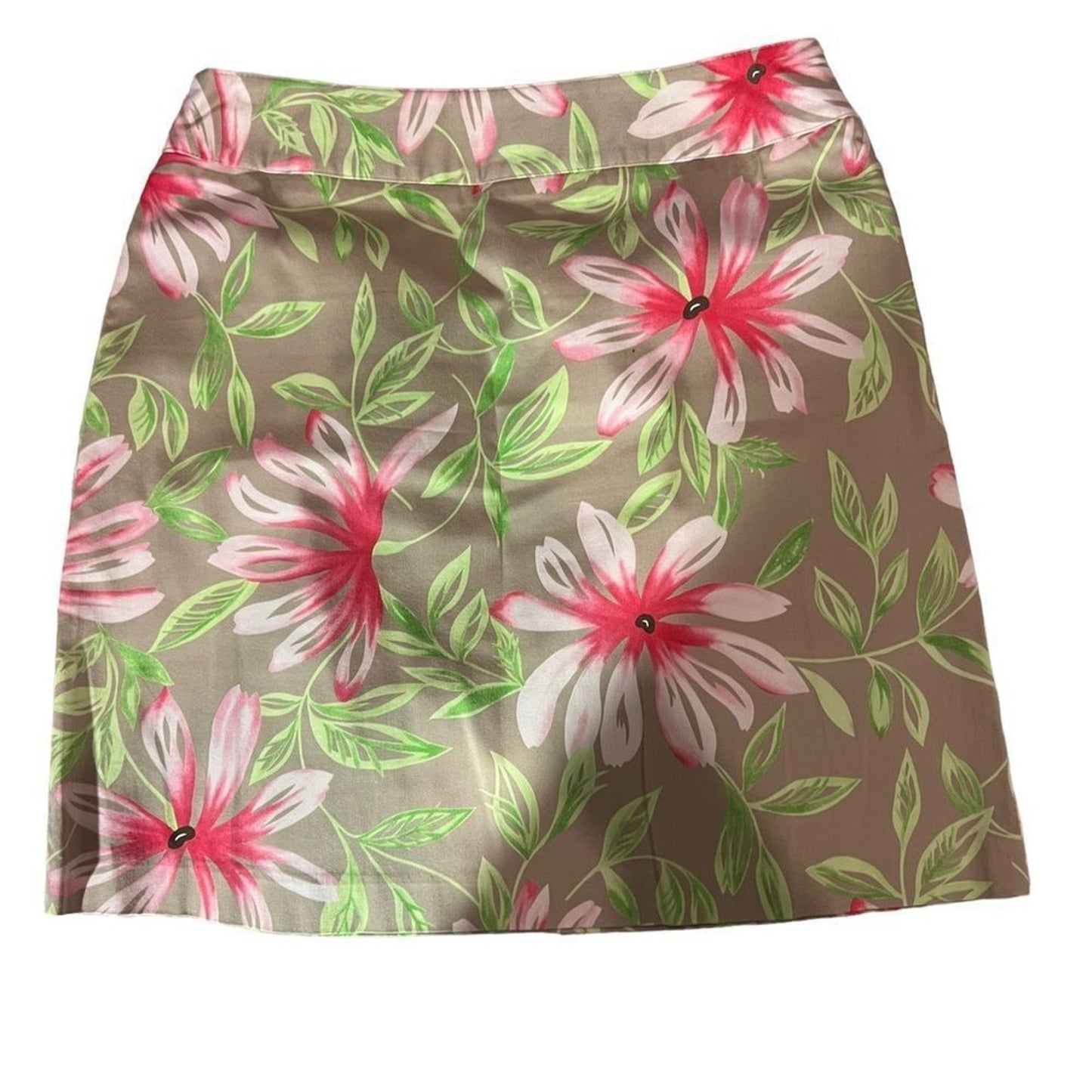 Talbots Petites Skirt Womens 10P Beige Floral Stretch Straight Pencil
