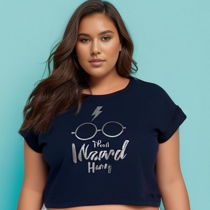 Harry Potter Women's XXL Navy Graphic Print "Yer a Wizard Harry" Cropped T-Shirt