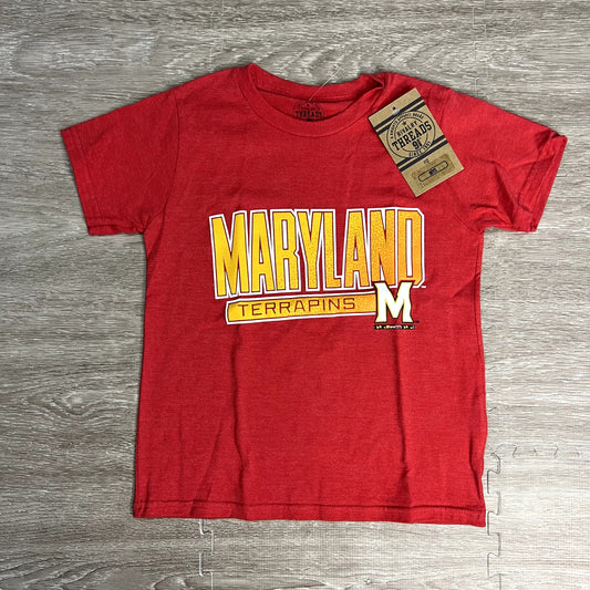 NWT Maryland Terrapins Red Graphic T-Shirt Short Sleeve Sports Boys Size XS