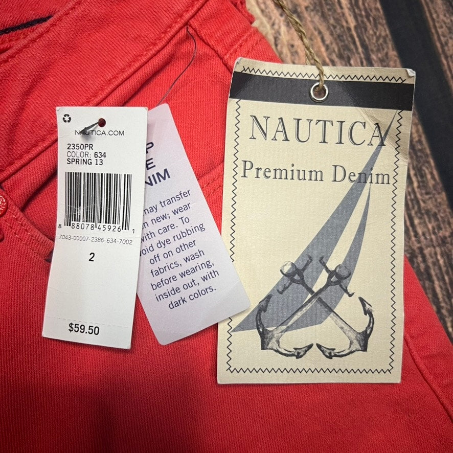 NWT Nautica Women's Red Skinny Jeans Size 2 Slim Fit Denim
