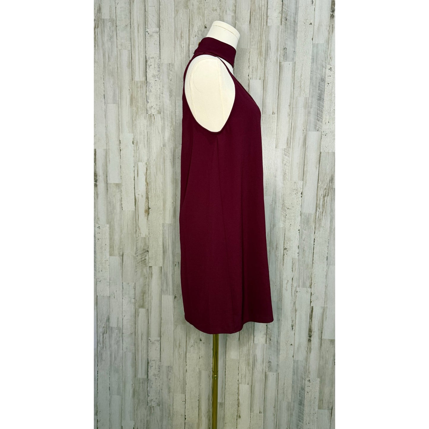 Show Me Your MuMu Women's Choker Shift Dress Burgundy Size Small Casual
