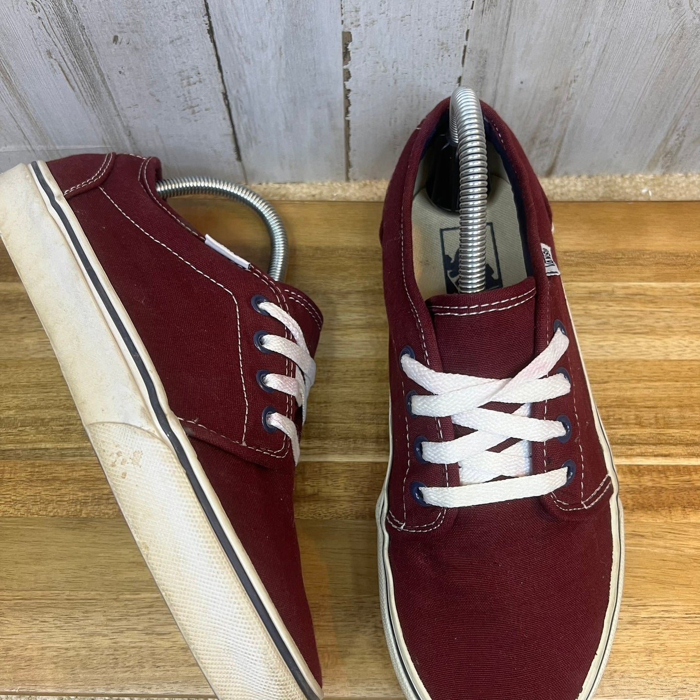 Vans 106 Vulcanized Maroon Low Top Skate Sneakers Lace-Up Casual Shoes- M6.5/W8