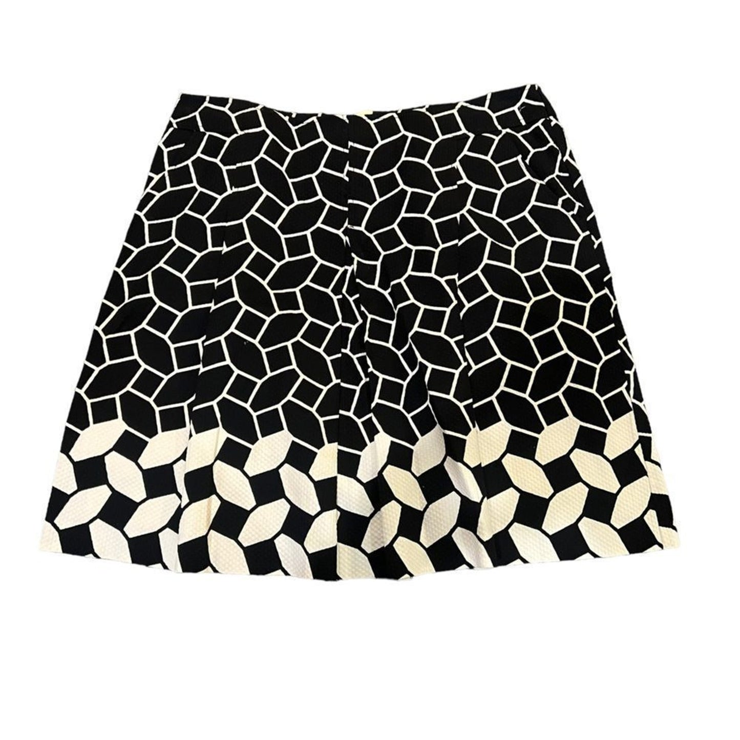 Talbots Skirt Womens Size 16 Black & Ivory Geometric A-Line Short Lined