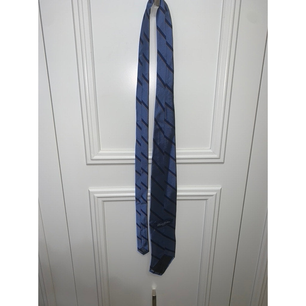 Brooks Brothers Men's Silk Tie Navy Blue Striped One Size