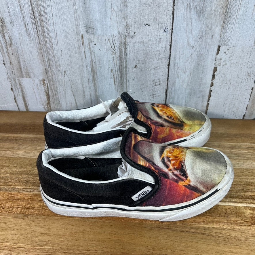 Vans Kids Size 13 Flaming Shark Sunset Classic Slip-On Skate Shoes Sneakers