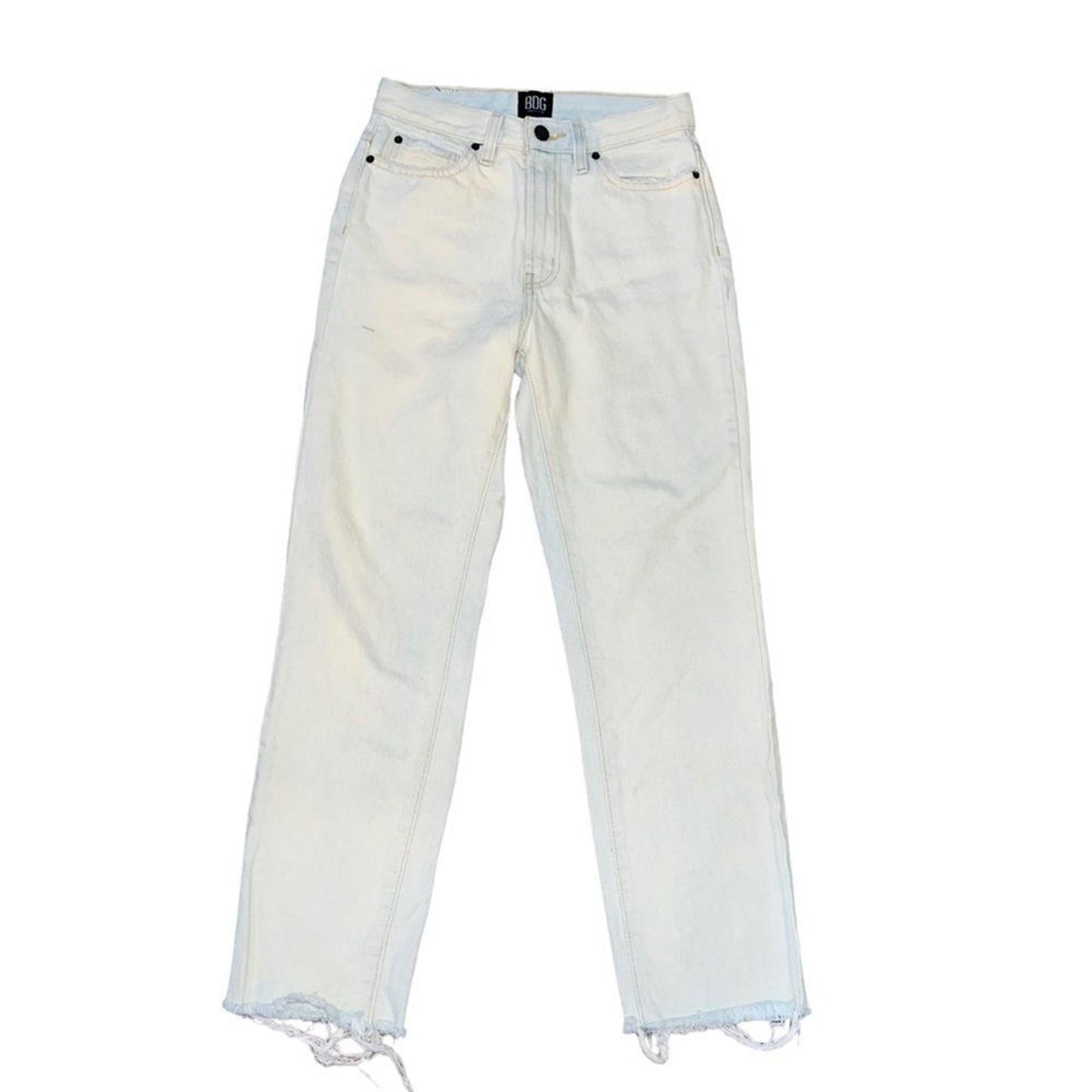 BDG Urban Outfitters Jeans Womens 24 White Slim Straight Raw Hem Frayed