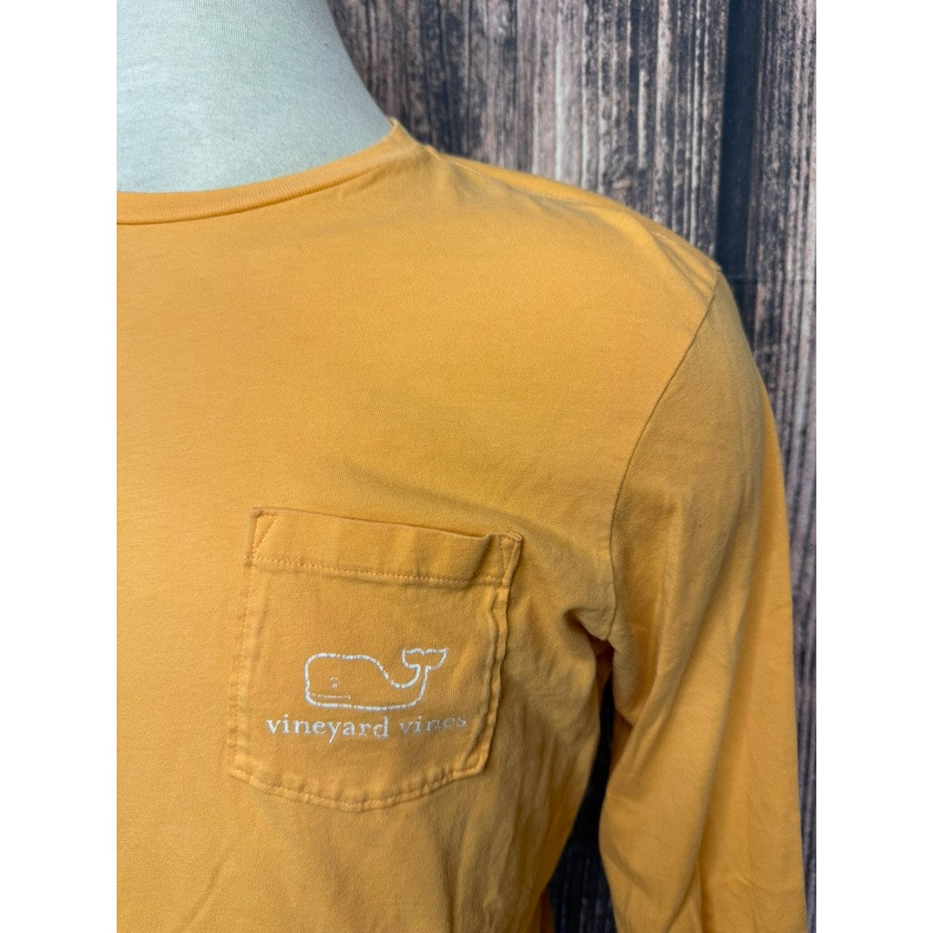 Vineyard Vines Men's Long Sleeve Orange Graphic Pocket T-Shirt Size Large