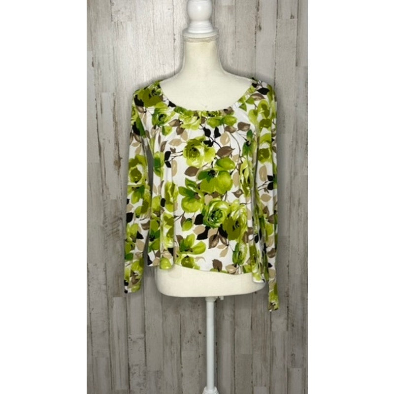 LINK Women's Floral Long Sleeve Blouse Green Size Small Casual Spring Top