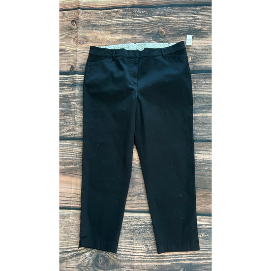 NWT Talbots Women's Size 14 Black Perfect Cropped Chino Pants Casual Solid