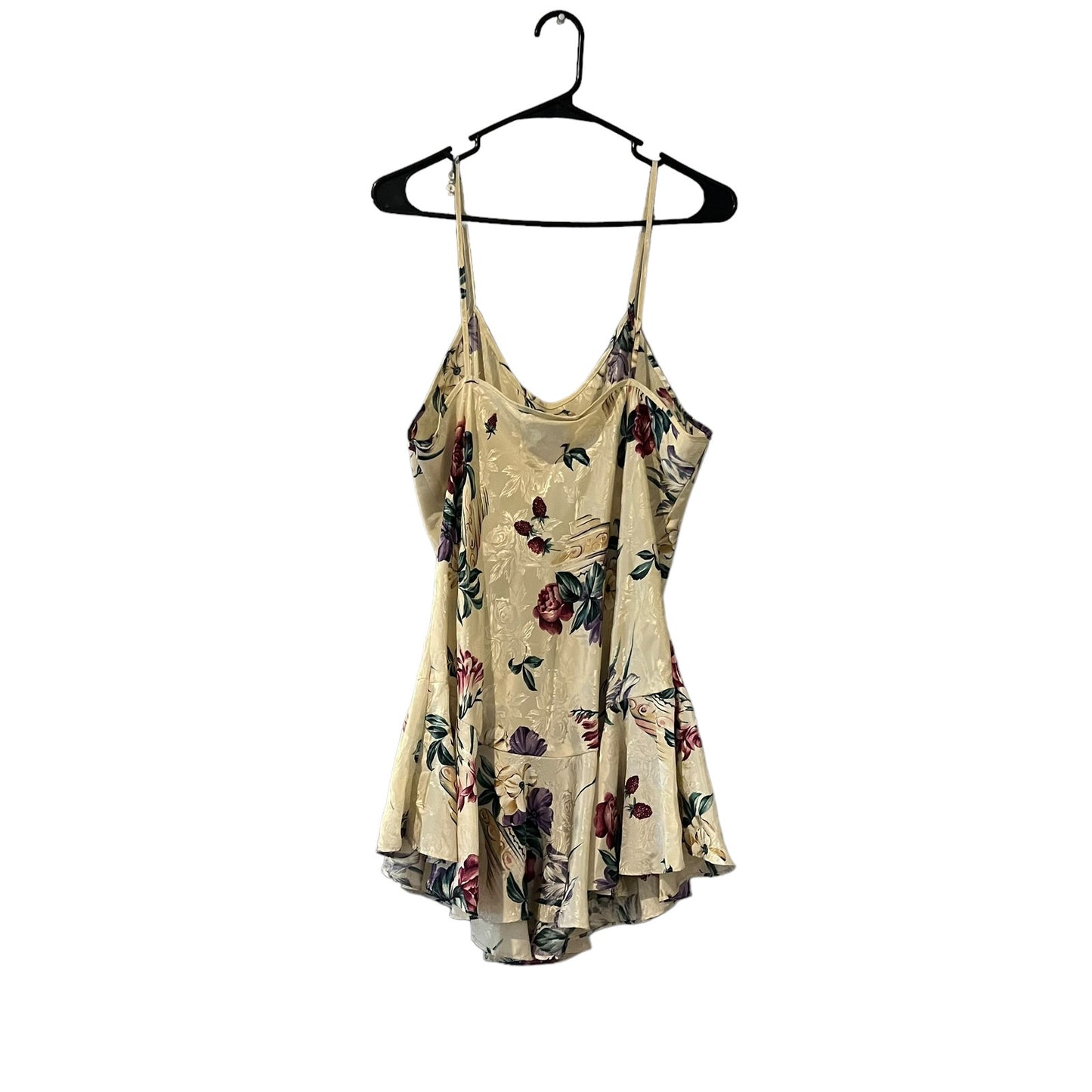 California Dynasty Floral Slip Dress Ivory Women’s Large Adjustable Straps