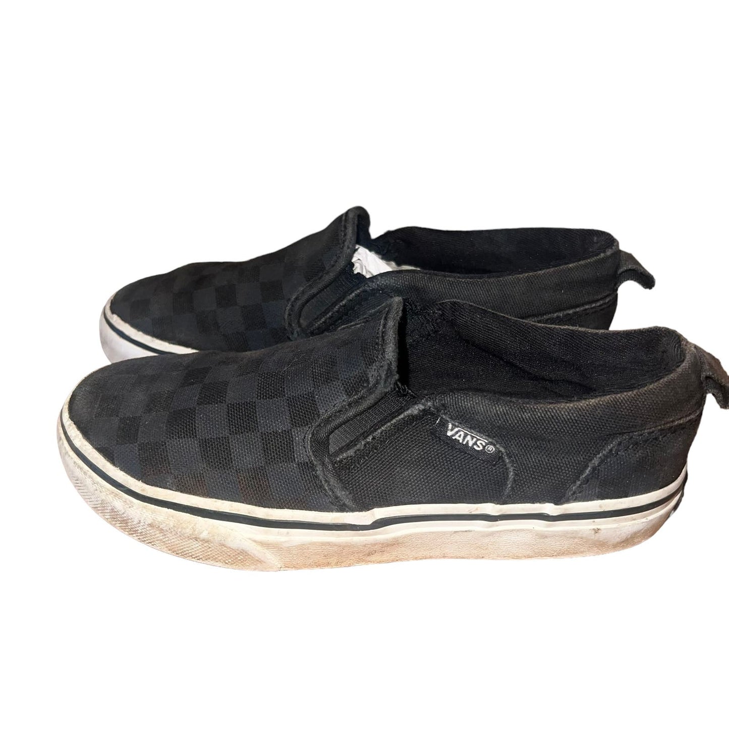 Vans Classic Slip-On Checkerboard Black Canvas Sneakers Kids Size 13.0