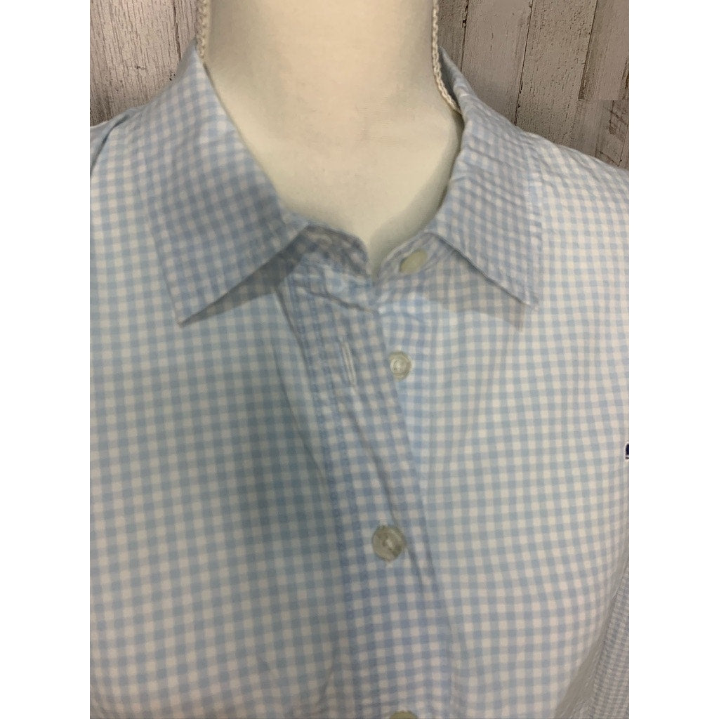 Vineyard Vines Women's Blue Check Button-Up Shirt Size 16 Long Sleeve