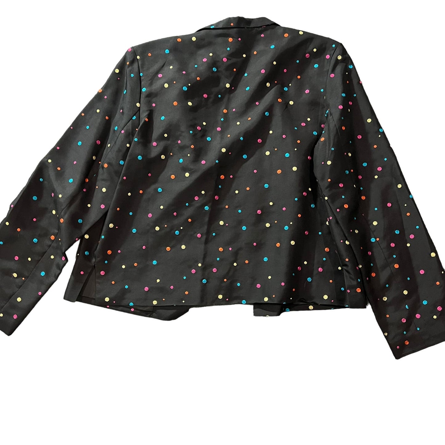 Silkland Women's XL Black Multicolor Polka Dot Silk Blazer Jacket Long Sleeve