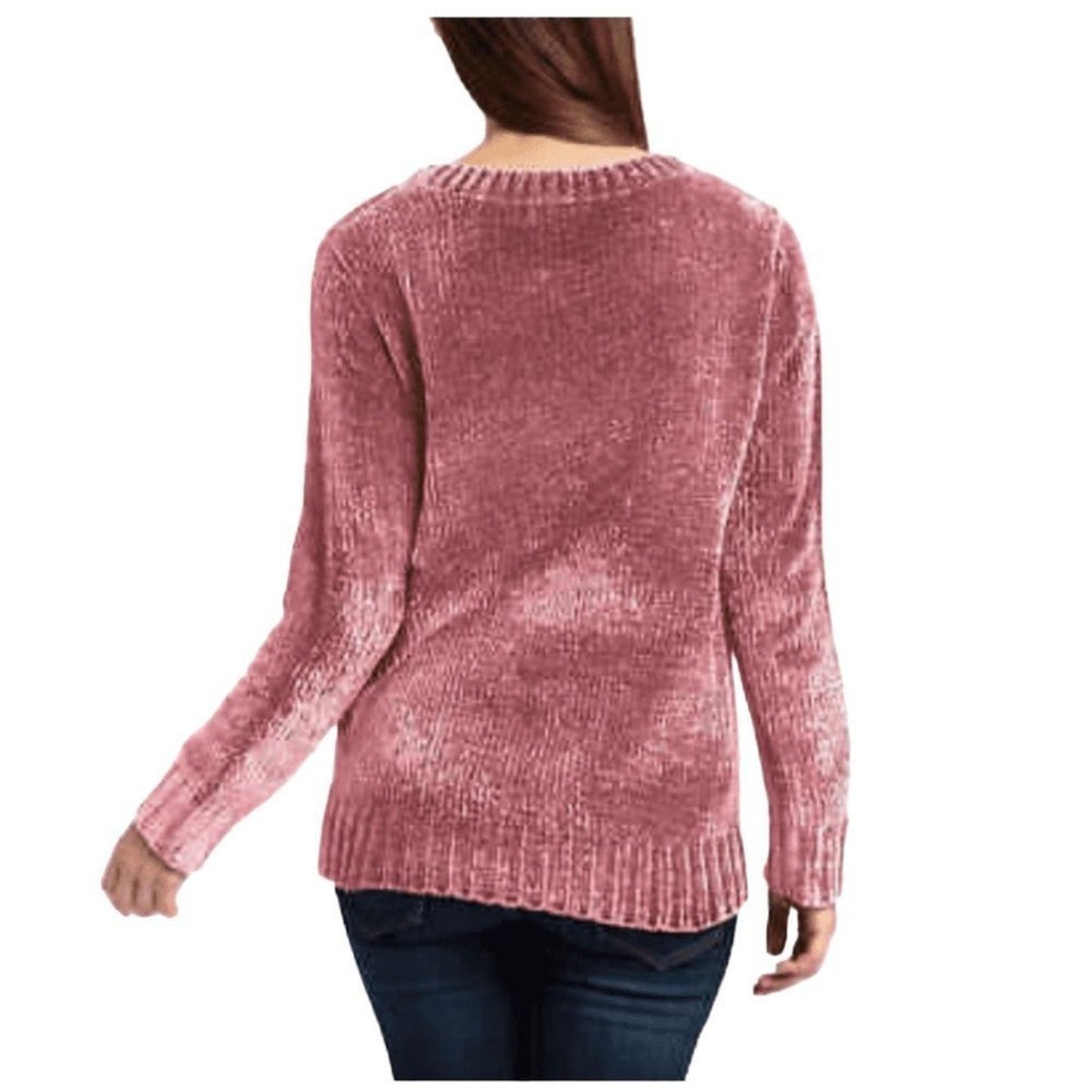 Orvis Classic Collection Sweater Womens Size Small Pink Ribbed Crewneck