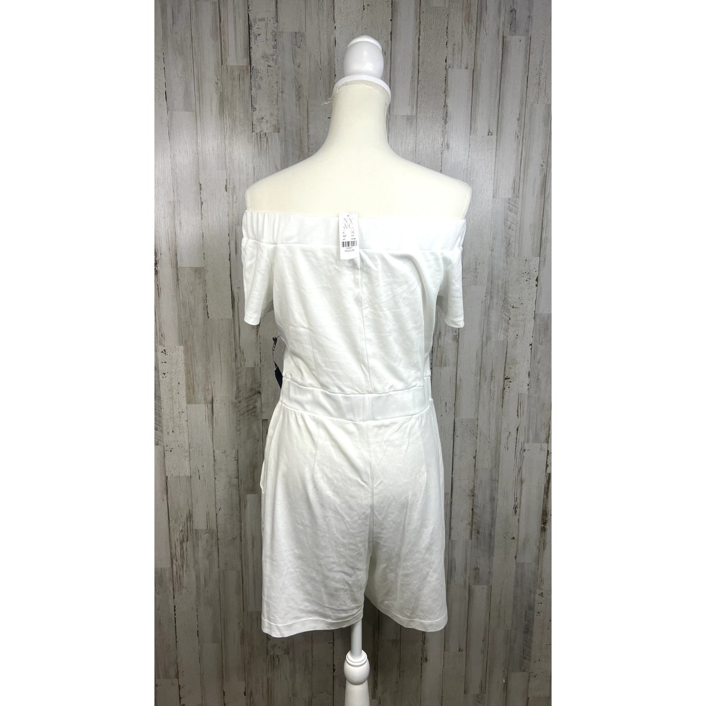 NWT New York & Company Women's Medium Off-Shoulder Romper White Summer Casual