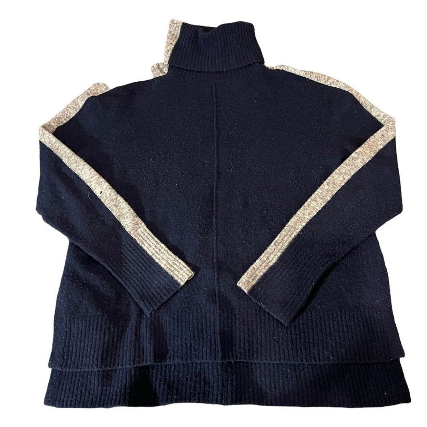 Athleta Sweater Womens Size Medium Navy Blue Mock Neck Pullover Contrast Trim