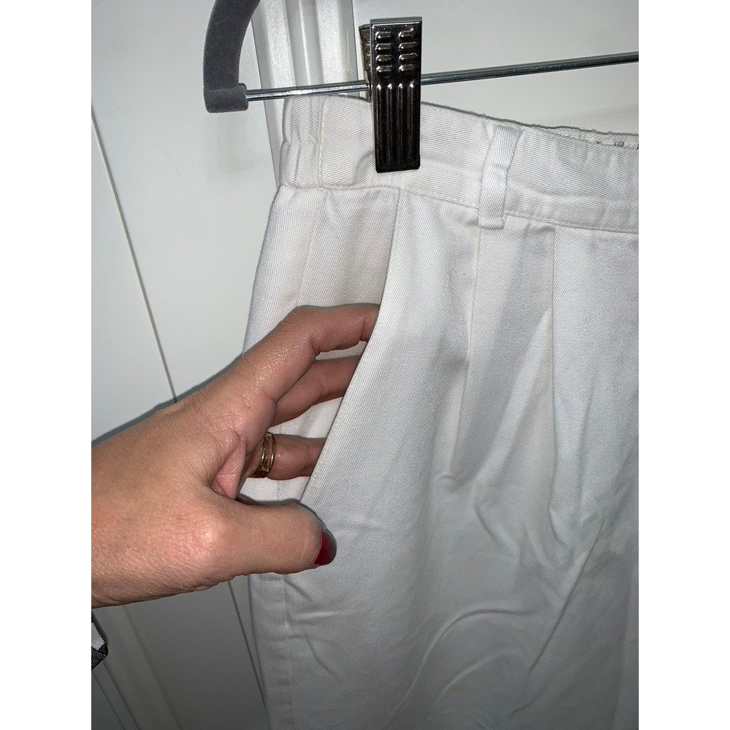 Talbots Petites Women's Size 12 White Straight Leg Cropped Dress Pants