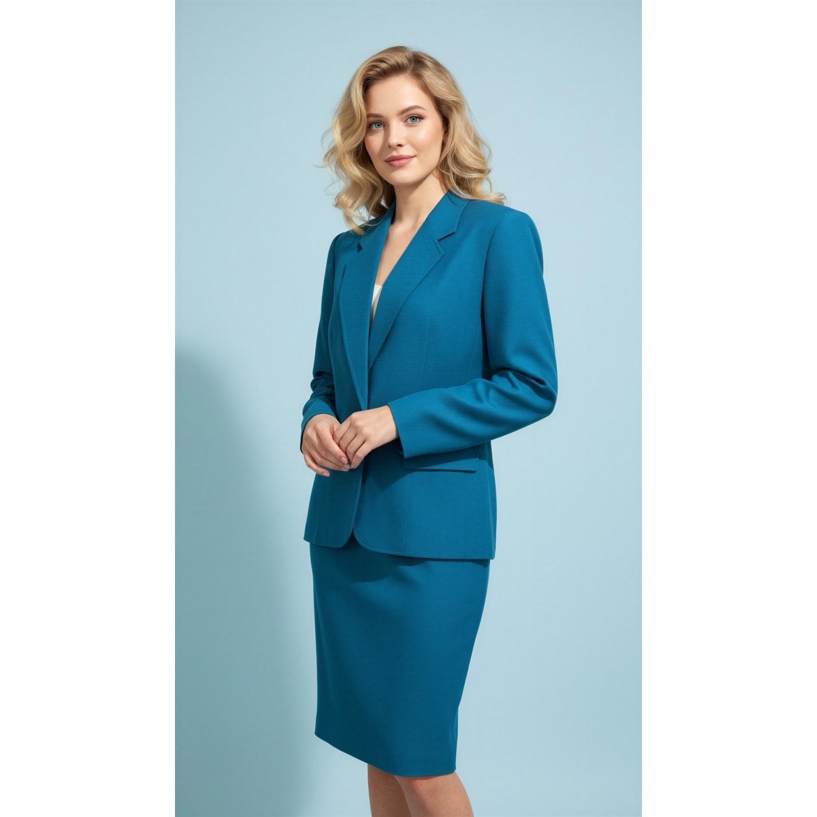 Pendleton Vintage Skirt Suit Womens 12 Teal Blue Green Blazer & Pencil Skirt