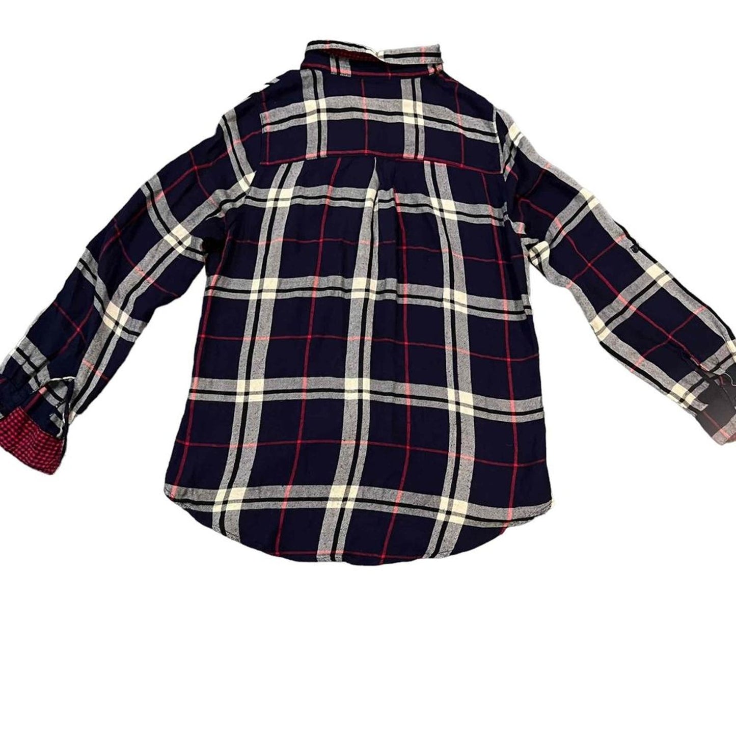 Miami Women's Blue & Red Plaid Pattern Button-Up Long Sleeve Shirt Size Small