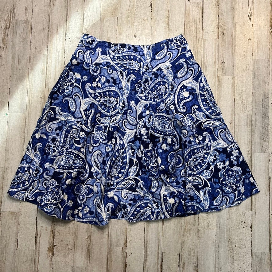 Lauren Ralph Lauren Paisley A-Line Knee Length Skirt Blue Size 2P