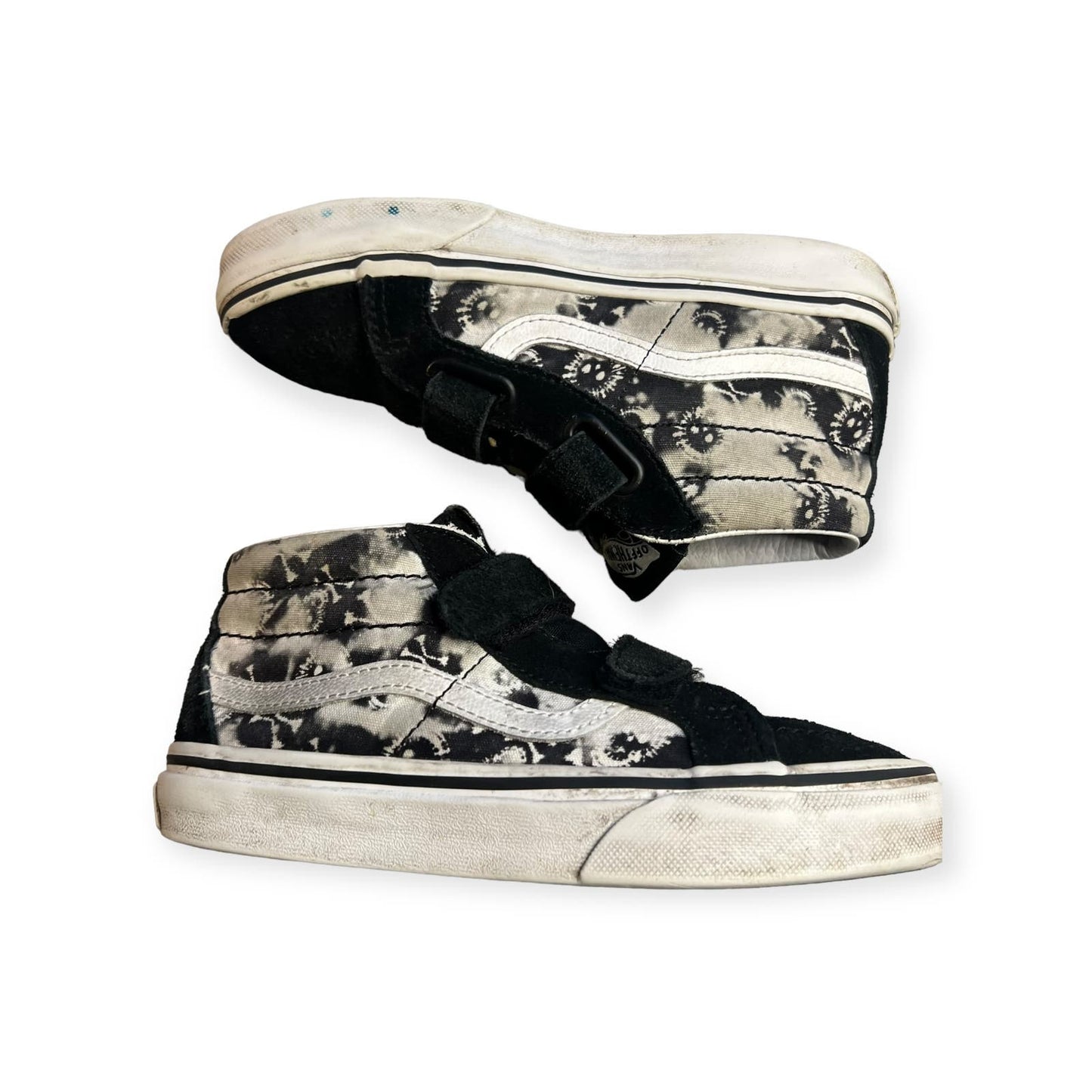 Vans Youth SK8- Mid Reissue Velcro Tie Dye Skull/Black Shoes Size 1.0