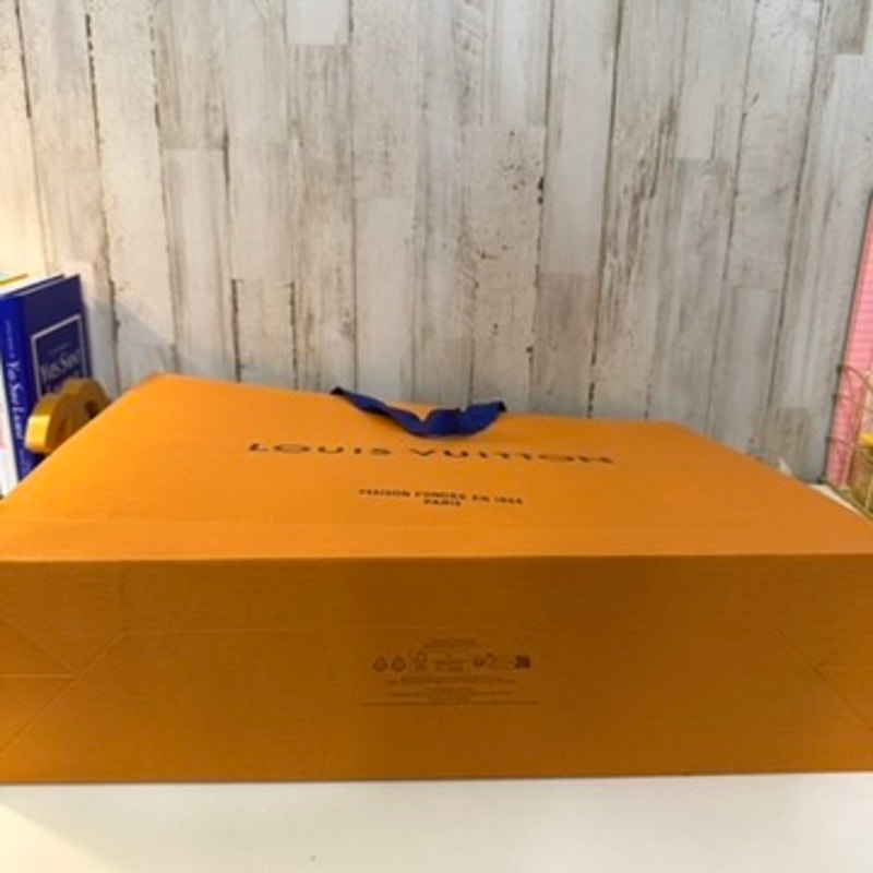 Louis Vuitton Shopping Bag Orange Large Gift Tote Blue Ribbon Handles