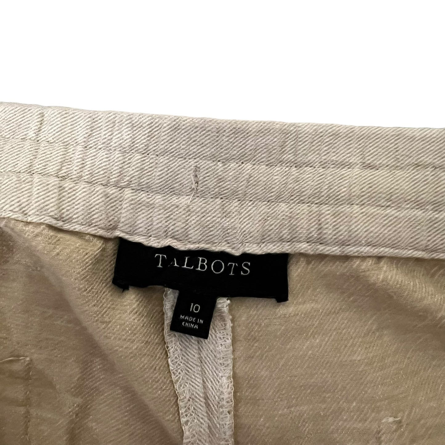 Talbots Women's Linen Pants Size 10 Beige Straight Leg Drawstring Waist