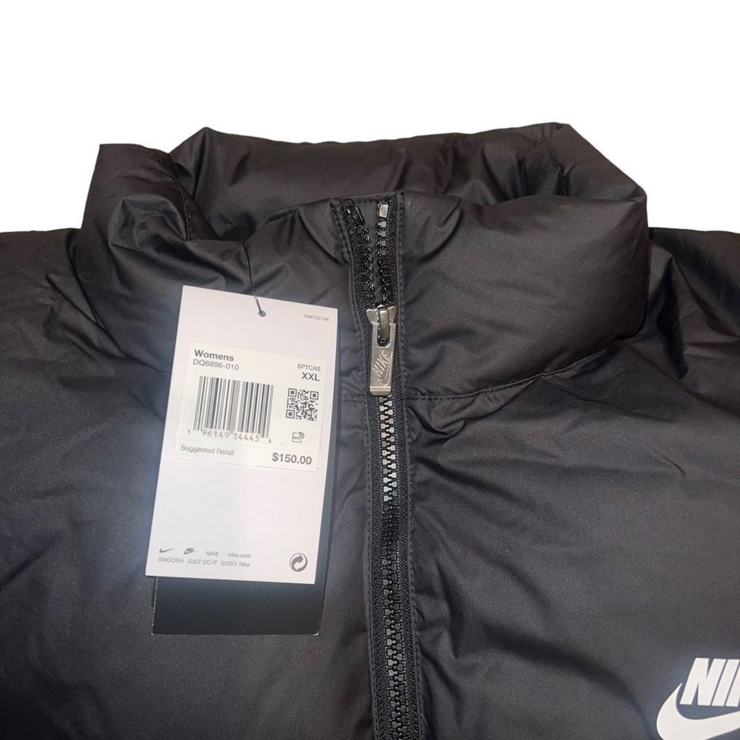 NWT Nike Sportswear Therma-FIT Windrunner Puffer Vest Womens 2XL Black