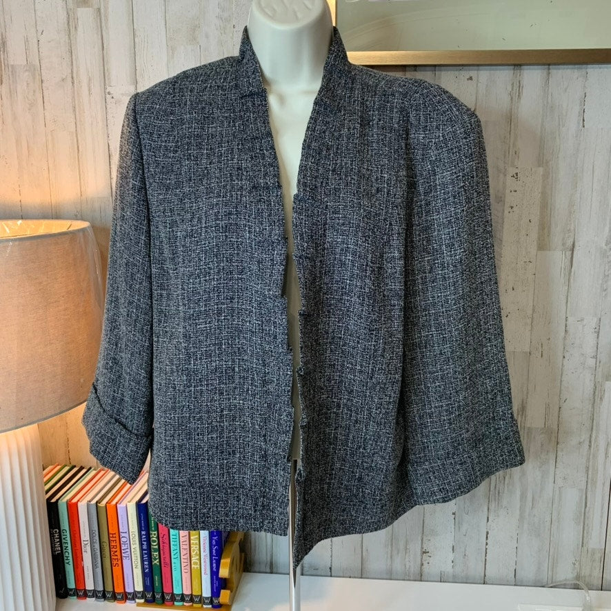 dressbarn Blazer Jacket Womens XL Black & White Tweed 3/4