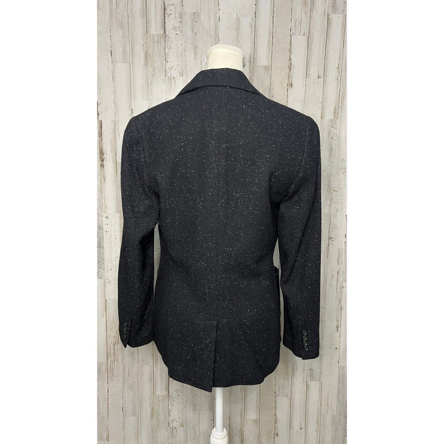 Talbots Women's Black Wool Blend Tweed Blazer Size 10 Notched Lapel Tailored Fit