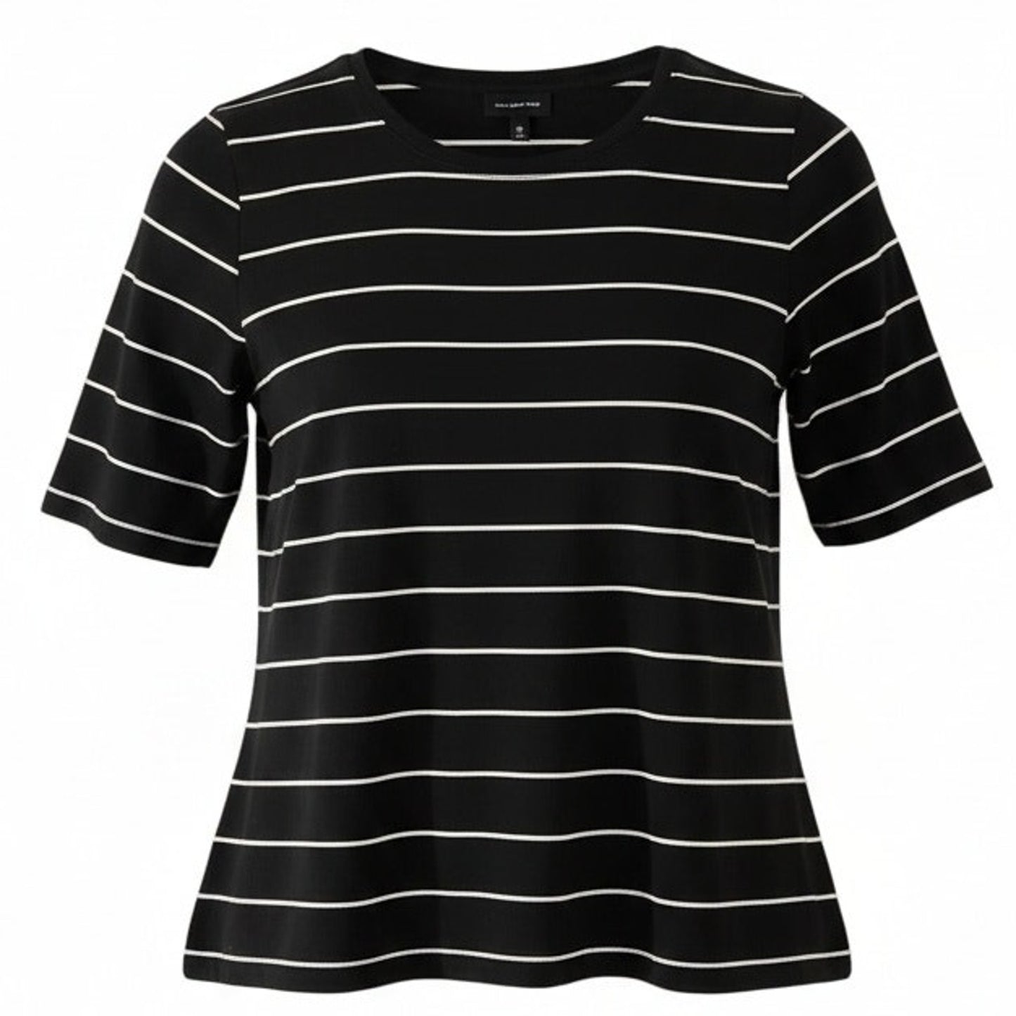 Who What Wear Top Women's Medium Black & White Striped Boat Neck 3/4 Sleeve