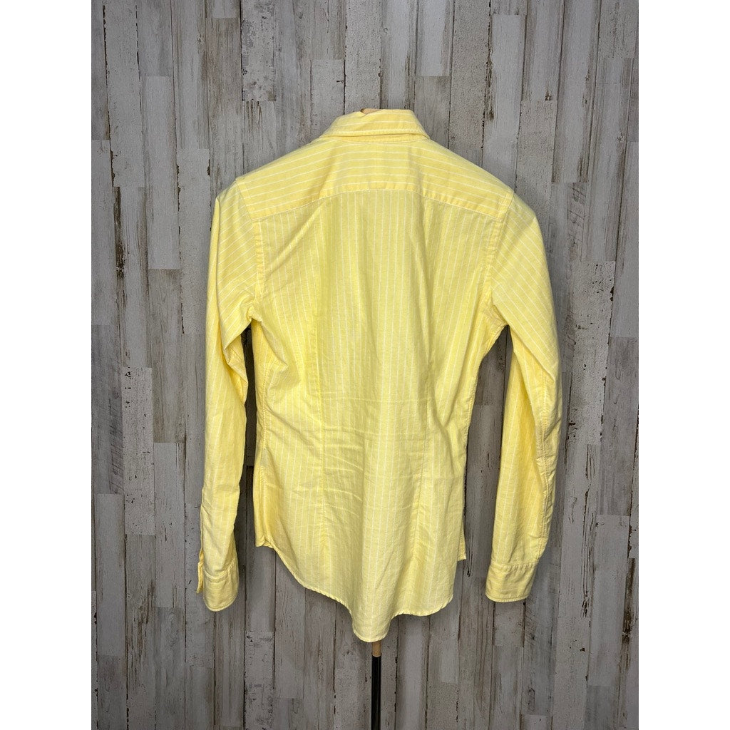 Ralph Lauren Kids Youth Size 6 Slim Fit Yellow Striped Long Sleeve Shirt