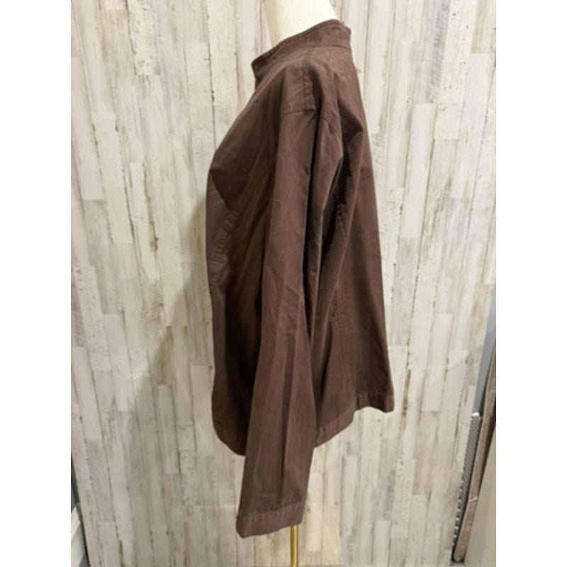 Eileen Fisher Jacket Womens Plus 1X Brown Full Zip Stand Collar Pockets