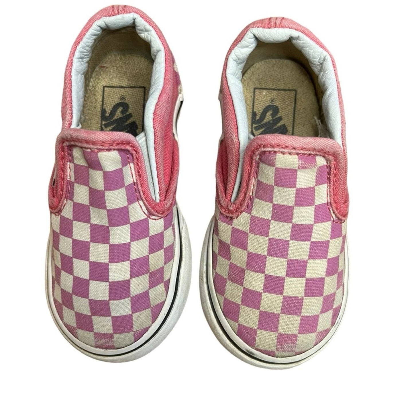 Vans Slip-On V Shoe - Checkerboard Pack- Fuchsia/White - Toddler Girls' 5.5