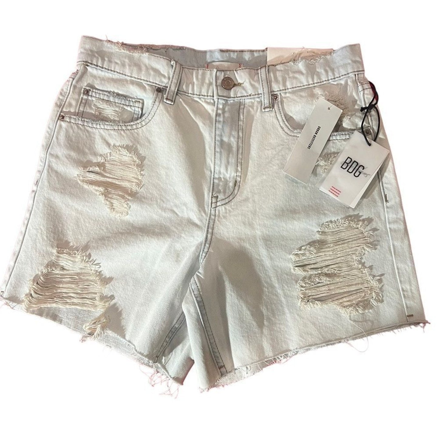 NWT BDG Urban Outfitters Denim Shorts Womens Size 26 Light Wash Distressed