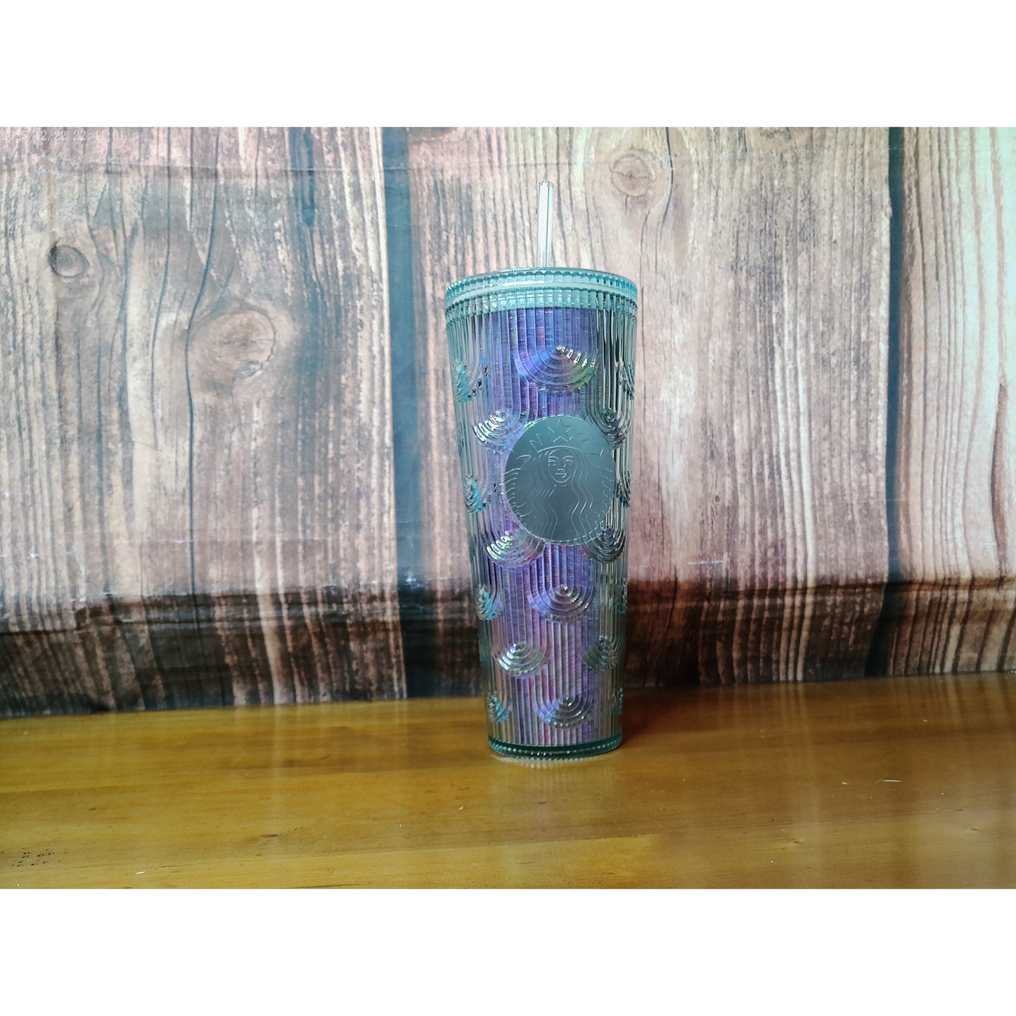 Starbucks Mermaid Scale Iridescent Blue Purple Teal 24 oz NO STRAW