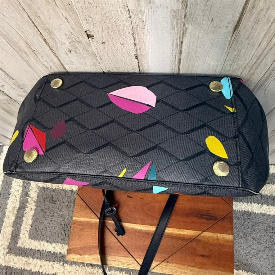 Fossil Sydney Tote Bag Geometric Multicolor Design Women's Handbag