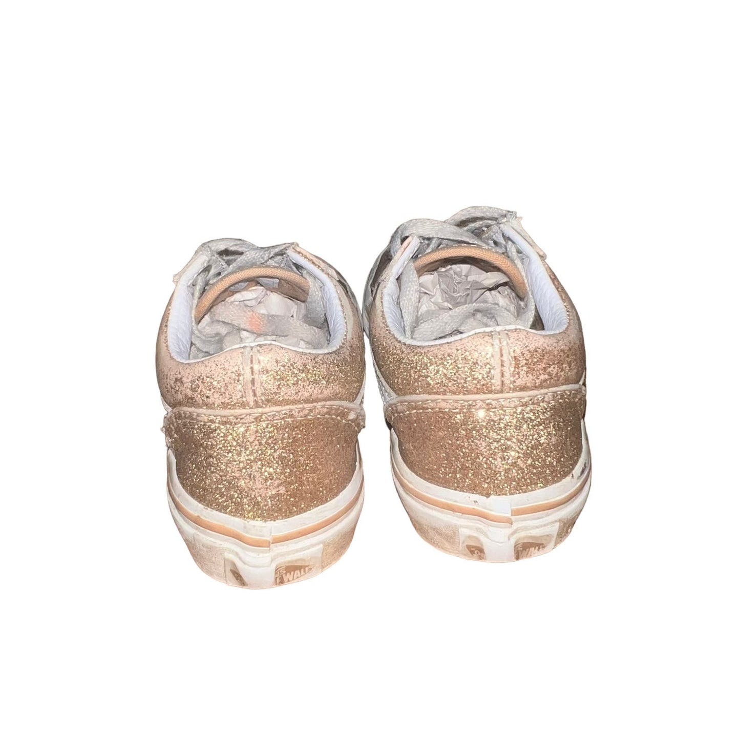 VANS Old Skool Girl's Gold Glitter Skate Shoes Lace-Up Sneakers Size 1.0