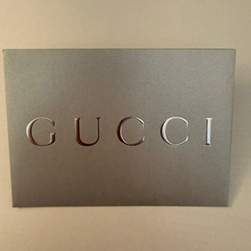 Gucci Envelope Gift Card Holder Silver Metallic Embossed Logo