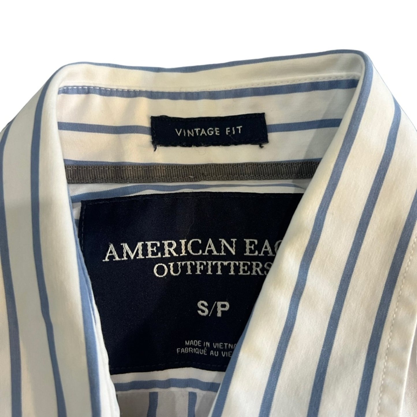 American Eagle Button-Up Shirt Men's Small Blue & White Striped Long