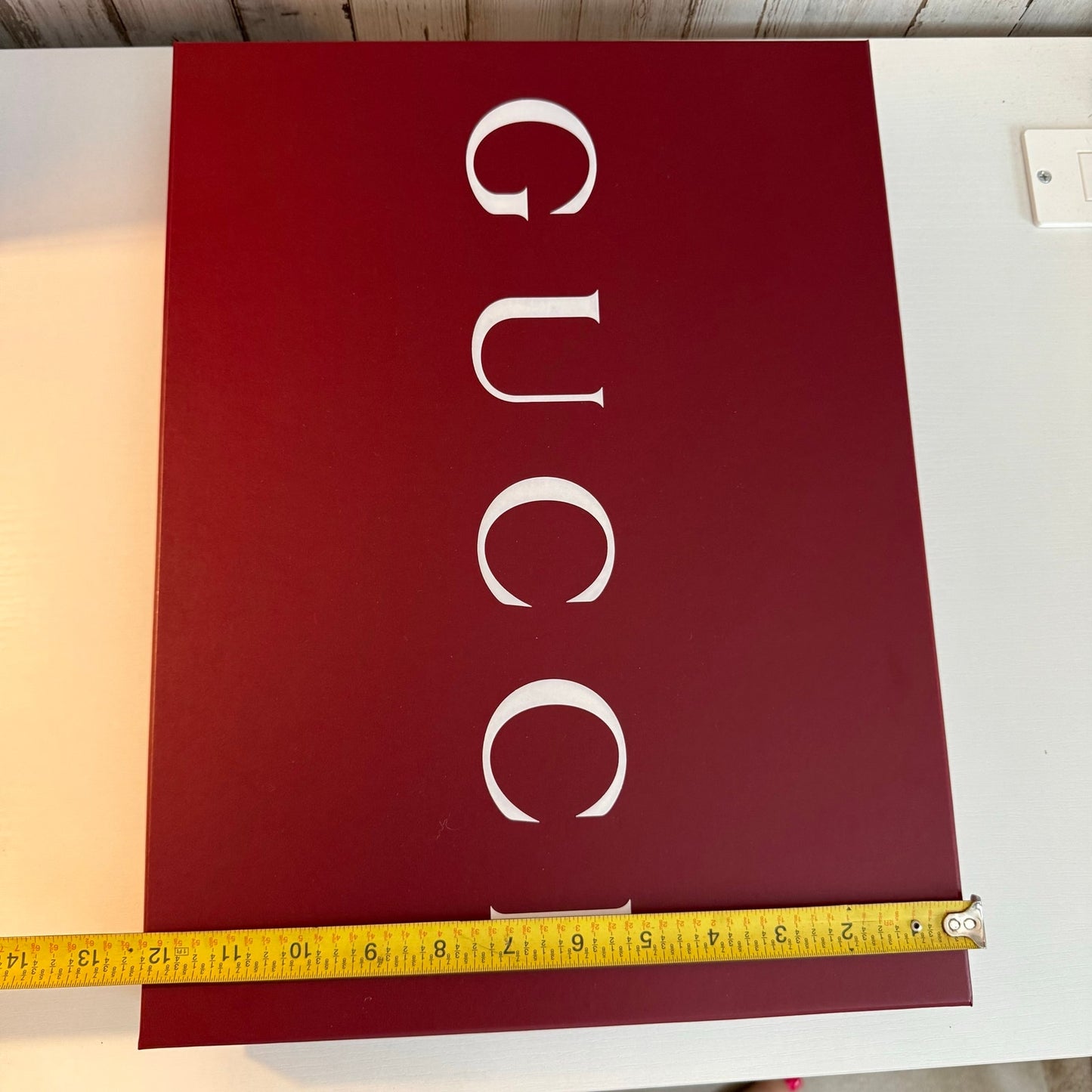Gucci Burgundy Red Empty Gift Presentation Box White Logo Lid 16x12x2