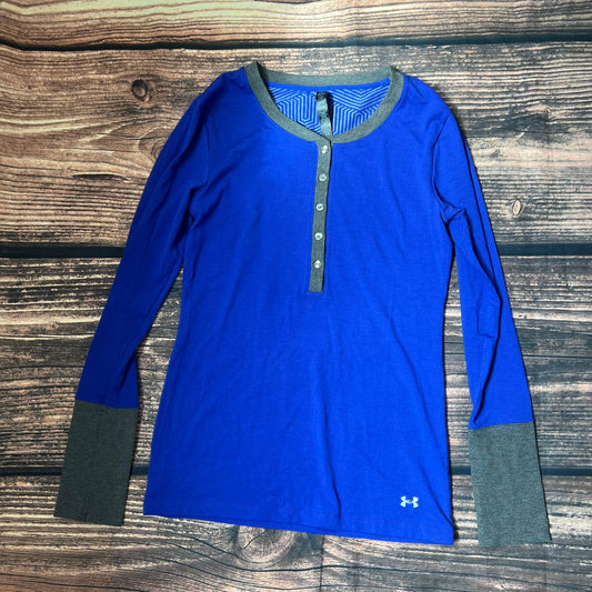 Under Armour Women's ColdGear Infrared Henley Blue Size Medium Casual Top