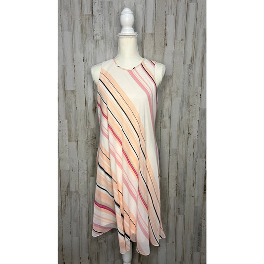 Calvin Klein Women's Size 10 Striped A-Line Midi Dress Multicolor