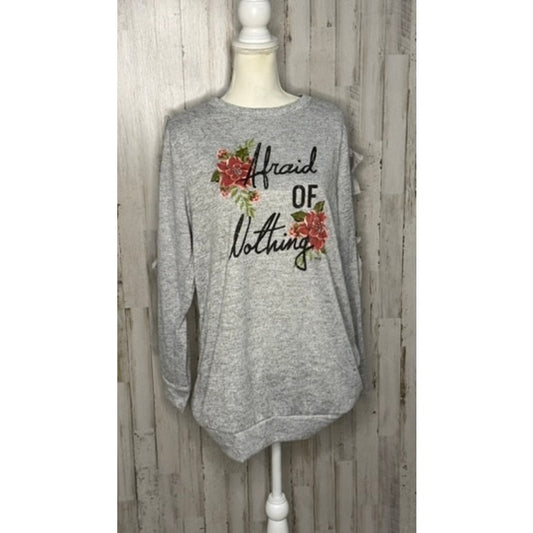 Lane Bryant Women's Gray Graphic Sweatshirt Size 14 Long Sleeve Casual
