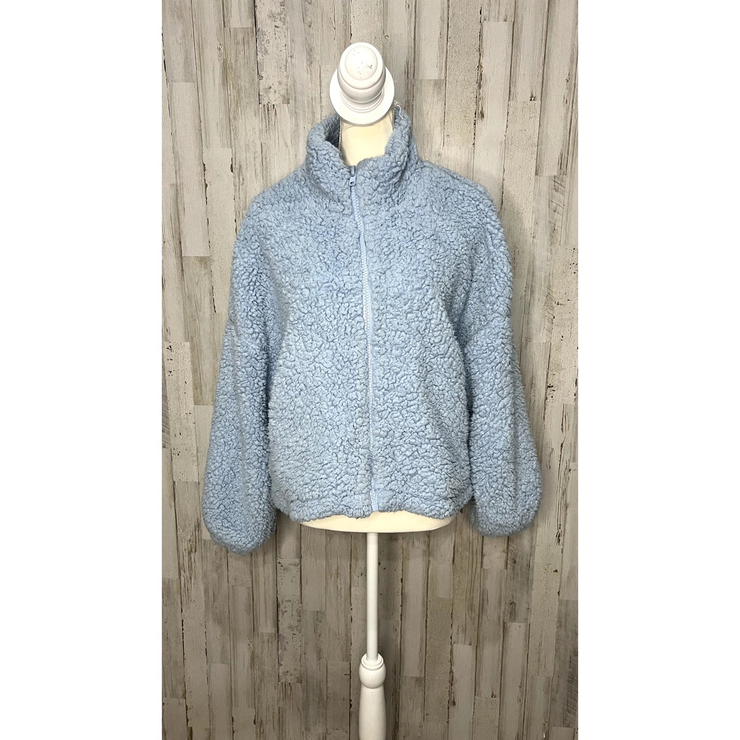 Urban Outfitters Women's Size Medium Blue Casual Winter Sherpa Full Zip Jacket