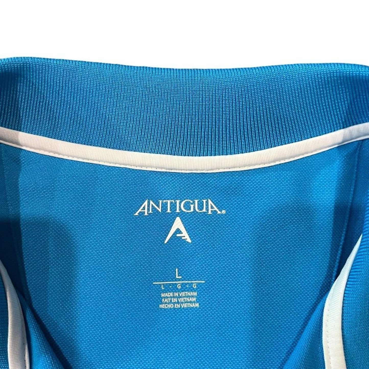 Antigua Carolina Panthers Polo Shirt Men's Large Blue Short Sleeve NFL Golf