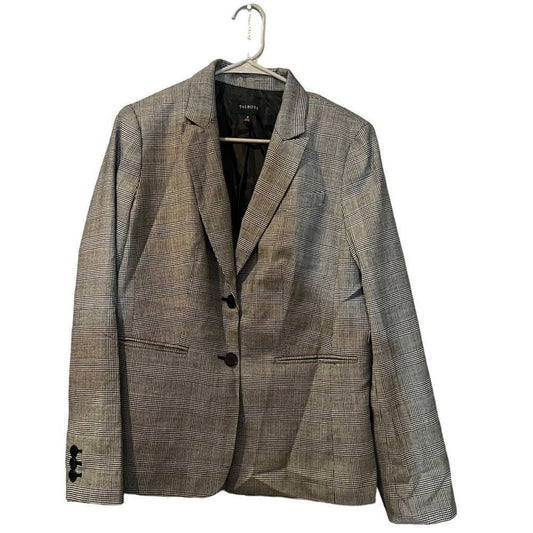 Talbots Gray Plaid Blazer Size 10